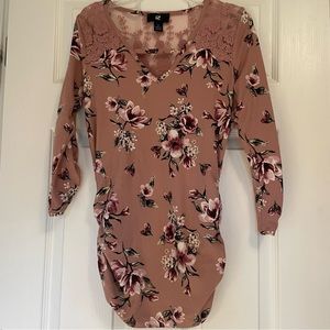 Pink Floral and Lace Blouse